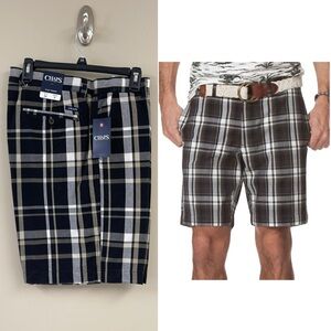 Chaps Men's Lead Table Poplin Flat Front Plaid Shorts Size 36 New with Tags